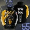 NFL Pittsburgh Steelers Devin Bush Jr. Black Gold Stripes Pullover Hoodie