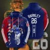 NFL New York Giants Saquon Barkley Dark Blue Red Stripes Pullover Hoodie