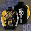 NFL Pittsburgh Steelers T. J. Watt Black Gold Stripes Pullover Hoodie