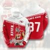 NFL Kansas City Chiefs Travis Kelce Red White Pullover Hoodie