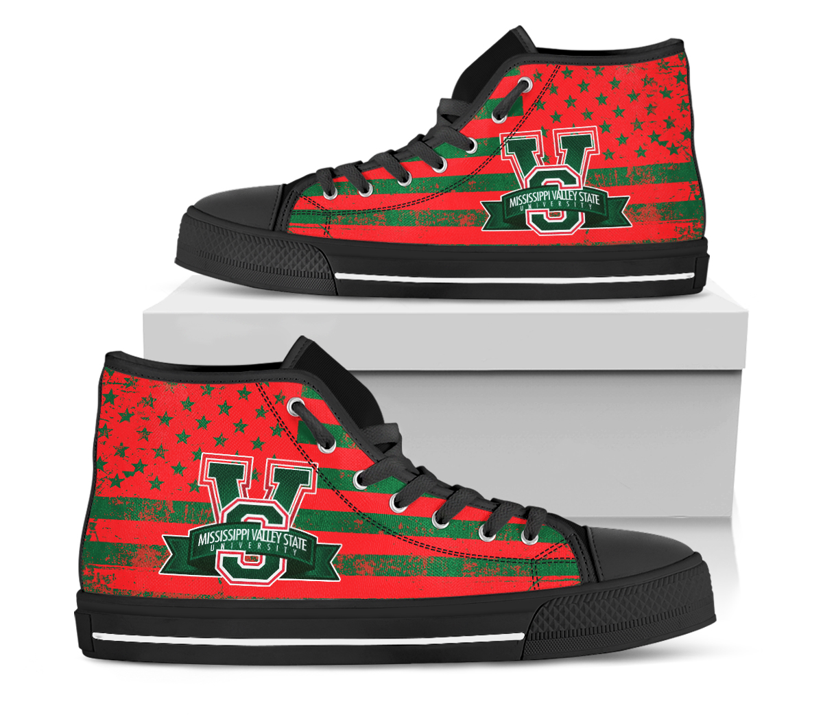 Alternative view of NCAA Mississippi Valley State Delta Devils High Top Shoes