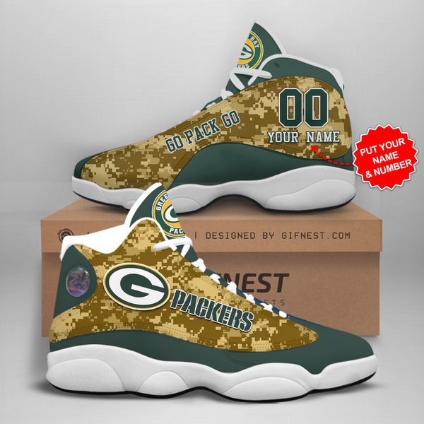 NFL Green Bay Packers Custom Name Air Jordan 13 Shoes V3