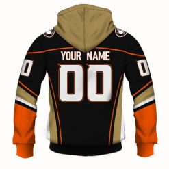 Alternative view of NHL Anaheim Ducks Custom Name Number 2020 Home Black Jersey Zip Up Hoodie