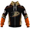 NHL Anaheim Ducks Custom Name Number 2020 Home Black Jersey Zip Up Hoodie