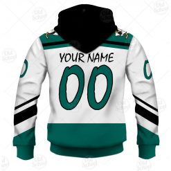 Alternative view of NHL Anaheim Ducks Custom Name Number 2021 Reverse Retro Alternate Jersey Zip Up Hoodie