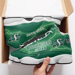 Alternative view of CFL Saskatchewan Roughriders Custom Name Air Jordan 13 Shoes #1 Fan