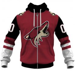NHL Arizona Coyotes Custom Name Number 2020 Home Jersey Zip Up Hoodie