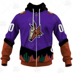 NHL Arizona Coyotes Custom Name Number 2021 Reverse Retro Alternate Jersey Zip Up Hoodie
