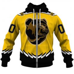 NHL Boston Bruins Custom Name Number 1995- 1996 / 2005- 2006 Vintage Alt Jersey Zip Up Hoodie
