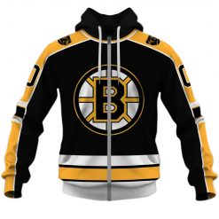 NHL Boston Bruins Custom Name Number 1995- 1996 / 2005- 2006 Vintage Away Jersey Zip Up Hoodie