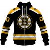 NHL Boston Bruins Custom Name Number 2020 Home Jersey Zip Up Hoodie