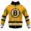 NHL Boston Bruins Custom Name Number 2021 Reverse Retro Alternate Jersey Zip Up Hoodie