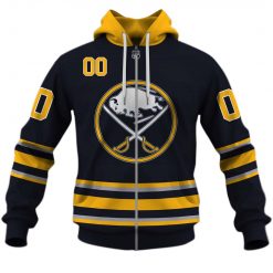 NHL Buffalo Sabres Custom Name Number 2020 Home Jersey Zip Up Hoodie