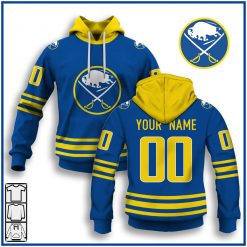 NHL Buffalo Sabres Custom Name Number 80s 90s Away Vintage Throwback Jersey Pullover Hoodie
