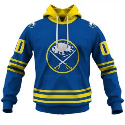 Alternative view of NHL Buffalo Sabres Custom Name Number 80s 90s Away Vintage Throwback Jersey Pullover Hoodie