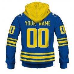 Alternative view of NHL Buffalo Sabres Custom Name Number 80s 90s Away Vintage Throwback Jersey Zip Up Hoodie
