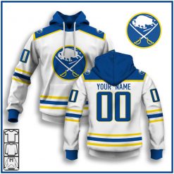 NHL Buffalo Sabres Custom Name Number 80s 90s Home Vintage Throwback Jersey Pullover Hoodie