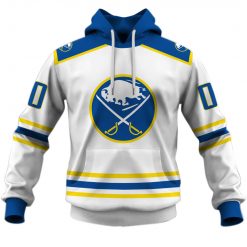 Alternative view of NHL Buffalo Sabres Custom Name Number 80s 90s Home Vintage Throwback Jersey Pullover Hoodie