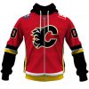 NHL Calgary Flames Custom Name Number 2020 Home Jersey Zip Up Hoodie