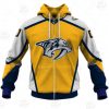 NHL Nashville Predators Custom Name Number 2021 Reverse Retro Alternate Jersey Zip Up Hoodie