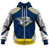 NHL Nashville Predators Custom Name Number Throwback Vintage Jersey Zip Up Hoodie