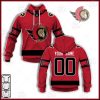 NHL Ottawa Senators Custom Name Number 2021 Reverse Retro Alternate Jersey Pullover Hoodie
