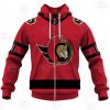 NHL Ottawa Senators Custom Name Number 2021 Reverse Retro Alternate Jersey Zip Up Hoodie