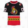 NHL Ottawa Senators Custom Name Number Vintage Jersey T-Shirt