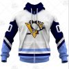 NHL Pittsburgh Penguins Custom Name Number Vintage White Jersey Zip Up Hoodie