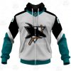 NHL San Jose Sharks Custom Name Number 2021 Reverse Retro Alternate Jersey Zip Up Hoodie