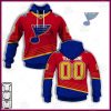 NHL St. Louis Blues Custom Name Number 2021 Reverse Retro Alternate Jersey Pullover Hoodie