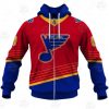NHL St. Louis Blues Custom Name Number 2021 Reverse Retro Alternate Jersey Zip Up Hoodie