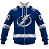 NHL Tampa Bay Lightning Custom Name Number 2020 Home Jersey Zip Up Hoodie