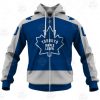 NHL Toronto Maple Leafs Custom Name Number 2021 Reverse Retro Alternate Jersey Zip Up Hoodie