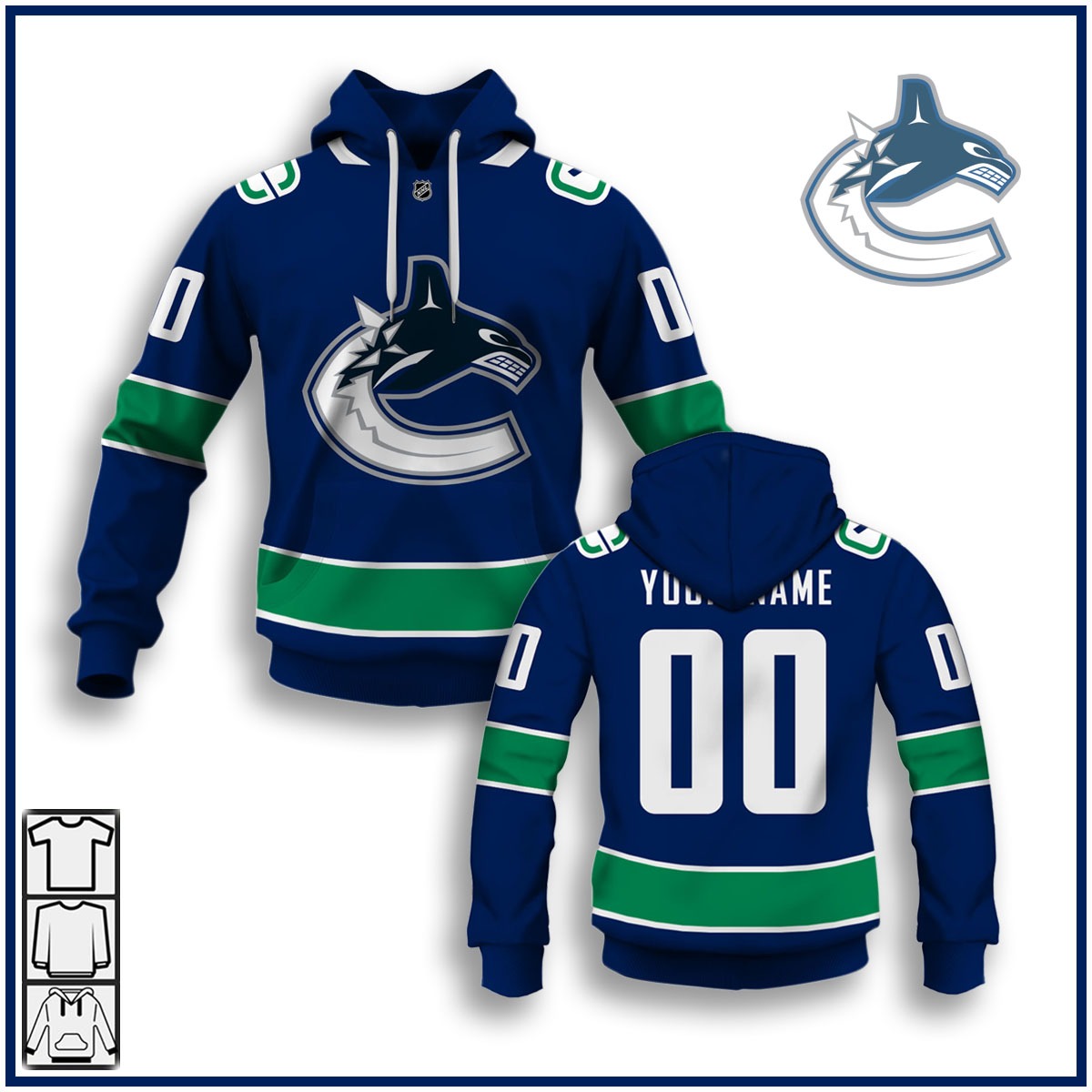 NHL Vancouver Canucks Custom Name Number 2020 Home Jersey Pullover Hoodie