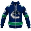 NHL Vancouver Canucks Custom Name Number 2020 Home Jersey Zip Up Hoodie