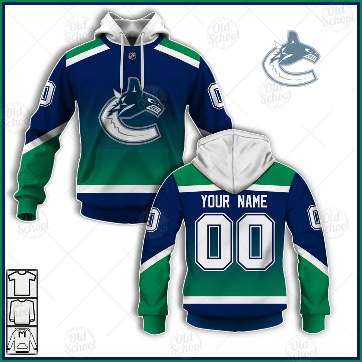 NHL Vancouver Canucks Custom Name Number 2021 Reverse Retro Alternate Jersey Pullover Hoodie
