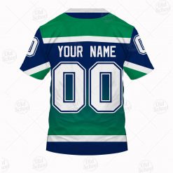 Alternative view of NHL Vancouver Canucks Custom Name Number 2021 Reverse Retro Alternate Jersey T-Shirt