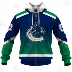 NHL Vancouver Canucks Custom Name Number 2021 Reverse Retro Alternate Jersey Zip Up Hoodie