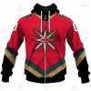 NHL Vegas Golden Knights Custom Name Number 2021 Reverse Retro Alternate Jersey Zip Up Hoodie