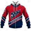 NHL Washington Capitals Custom Name Number 2021 Reverse Retro Alternate Jersey Zip Up Hoodie