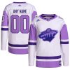 Minnesota Wild White/Purple Hockey Fights Cancer Custom NHL Authentic Jersey
