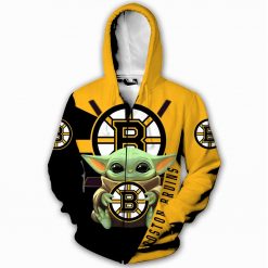 NHL Boston Bruins Baby Yoda Zip Up Hoodie