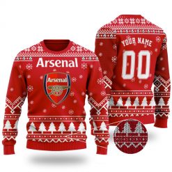 Arsenal FC Custom Name Number Ugly Christmas Sweater