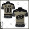 NHL Carolina Hurricanes Custom Name Number Camo Military Appreciation Team Jersey Polo Shirt