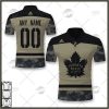 NHL Toronto Maple Leafs Custom Name Number Camo Military Appreciation Team Jersey Polo Shirt