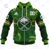NHL Buffalo Sabres Custom Name Number 2022 St. Patricks Day Jersey Zip Up Hoodie