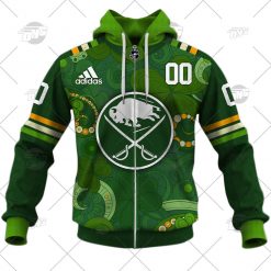 NHL Buffalo Sabres Custom Name Number 2022 St. Patricks Day Jersey Zip Up Hoodie
