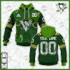 NHL Pittsburgh Penguins Custom Name Number St. Patrick’s Day Pullover Hoodie