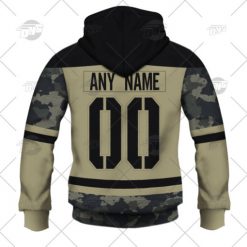 Alternative view of NHL Anaheim Ducks Custom Name Number Camo Military Appreciation Team Jersey Zip Up Hoodie